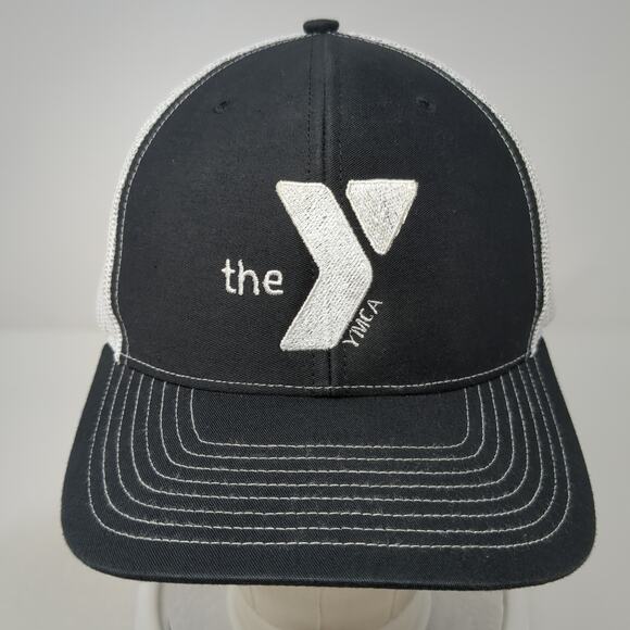 The YMCA Snapback Trucker Hat Black One Size Adjustable Mesh Back Richardson - Picture 2 of 10